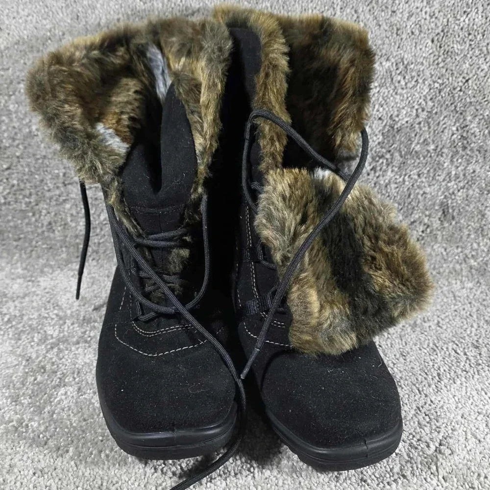 Ara Gore-Tex Winter Boots Black Faux Fur Lined Waterproof Womens 5.5‎